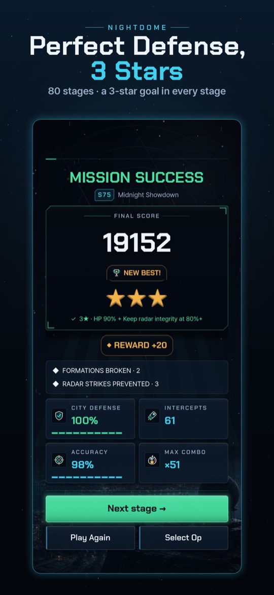 Battle results with interception records
